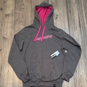 Gray Lightweight Hoodie with Pink Accents
